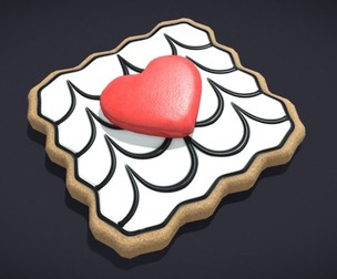 Layered Waved Valentines Square Heart Cookie