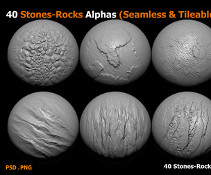 40 Stones-Rocks Alphas (Seamless & Tileable)