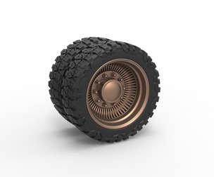 Rear wire semi wheel for pickup Scale 1:25
