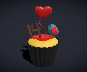 Bird Valentines Cupcake