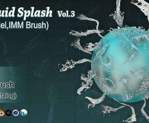 30 Fluid Splash 3D Model, IMM Brush Vol.3