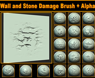 Wall and Stone Damage Brush + Alpha