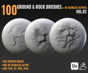 100 GROUND&ROCK BRUSHES+4K SEAMLESS ALPHAS-VOL 03
