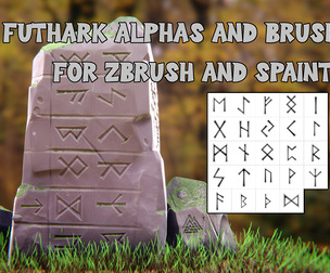 Stylised Norse Runes Alphas Zbrush