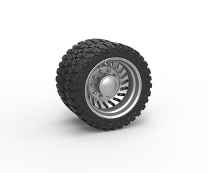 Rear semi wheel for pickup Version 13 Scale 1:25