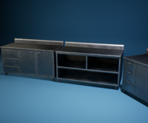 PBR Game-ready Steel Kitchen Cabinet Pack