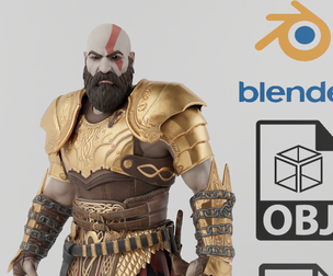 Kratos Golden Armor God of War Textured Rigged