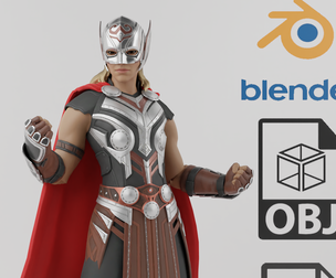 Lady Thor Textured RIgged