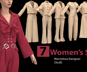 7 Women's Suit + Zprj +Obj + Fbx