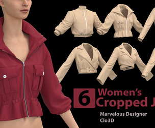 6 Women's Cropped Jackets + Zprj +Obj + Fbx