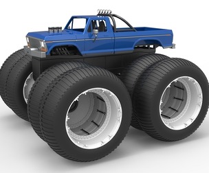 Vintage Monster Truck with double wheels 1:25
