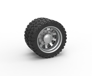 Rear semi wheel for pickup Version 18 Scale 1:25