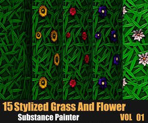 15 Stylized Grass And Flower Materials