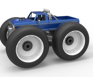 Vintage Monster Truck with 10 ft wheels 1:25