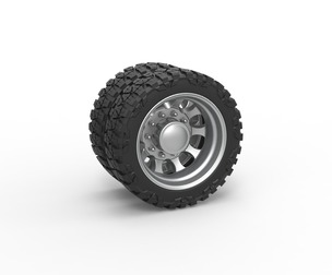 Rear semi wheel for pickup V22 Scale 1:25