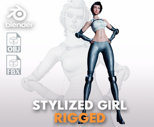 Super heroine model - rigged character for blender