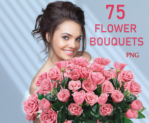 75 Flower Bouquets, Spring Rose flower Clip Art