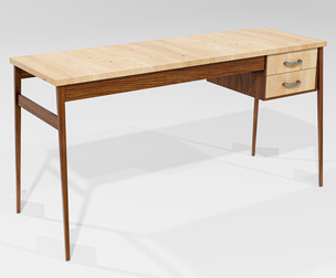 Mid-Century Modern Wooden Desk VR-Ready