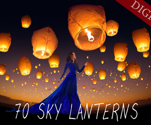 70 Flying Sky Lanterns Overlays, Floating Light