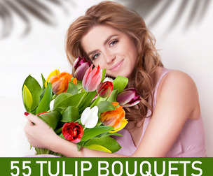 55 Tulip Bouquets Clipart, Spring Floral PNG