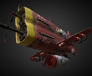 Stylized realistic red airplane