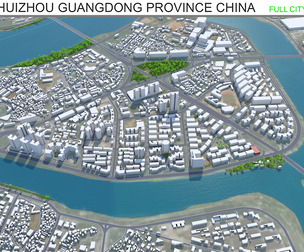 Huizhou Guangdong city China 3d model 80km