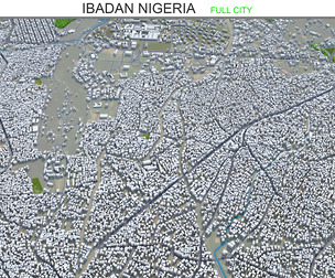 Ibadan city Nigeria 3d model 40km