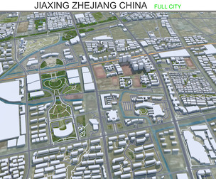 Jiaxing city Zhejiang China 3d model 90km