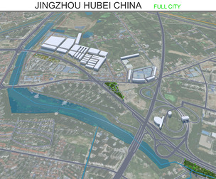 Jingzhou city Hubei China 3d model 30km