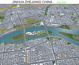 Jinhua city Zhejiang China 3d model 35km