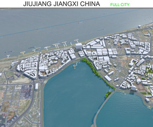 Jiujiang city Jiangxi China 3d model 70km