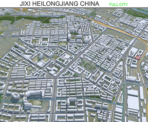 Jixi Heilongjiang city China 3d model 30km