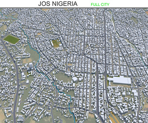 Jos city Nigeria 3d model 20km