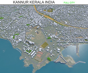 Kannur city Kerala India 3d model 10km