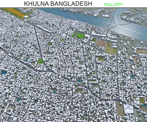 Khulna city Bangladesh 3d model 20km