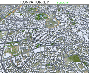 Konya city Turkey 3d model 30km