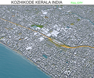 Kozhikode city Kerala India 3d model 35km