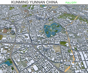 Kunming city Yunnan China 3d model 110km