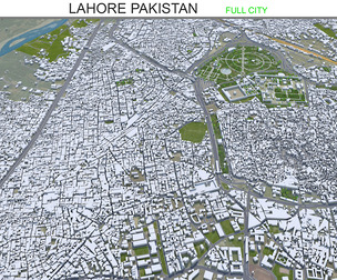 Lahore city Pakistan 3d model 50km