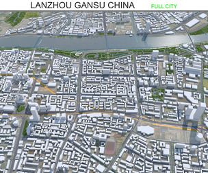 Lanzhou city Gansu China 3d model 75km
