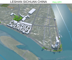 Leshan city Sichuan China 3d model 40km