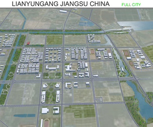 Lianyungang city Jiangsu China 3d model 130km