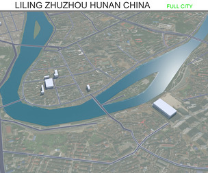 Liling Zhuzhou city Hunan China 3d model 15km