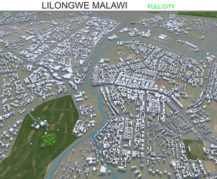 Lilongwe city Malawi 3d model 20km
