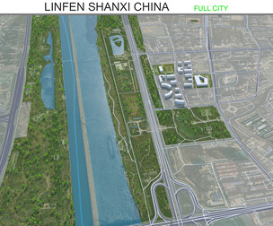 Linfen city Shanxi China 3d model 20km