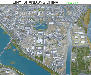 Linyi city Shandong China 3d model 70km