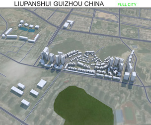 Liupanshui city Guizhou China 3d model 30km