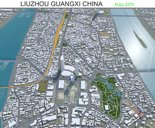 Liuzhou city Guangxi China 3d model 30km