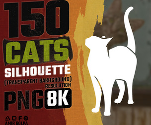 150 cats silhouette png 8k