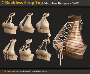 7 Backless Crop Tops/Marvelous Designer-fbx-obj
